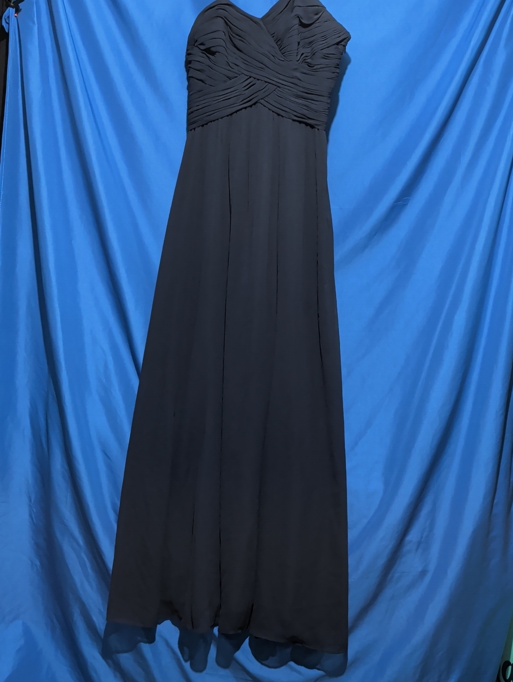 Ralph Lauren Strapless Ruched Chiffon Evening Gown Navy Blue - Size 6